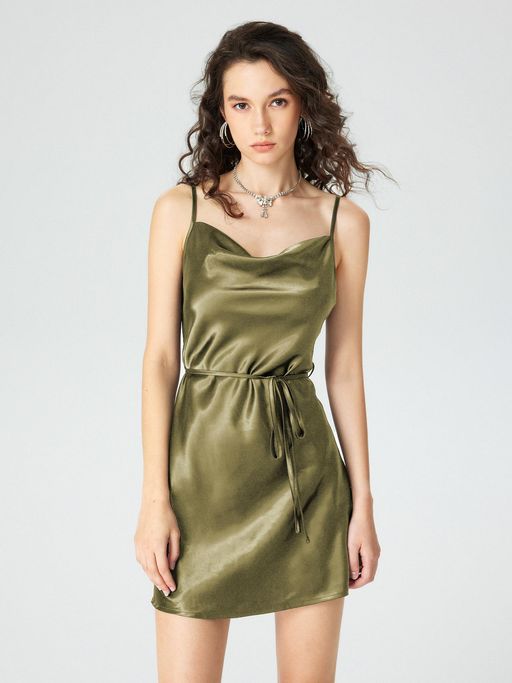 green emerald velvet dress Anine Bing | Camille Dress - Dark Olive