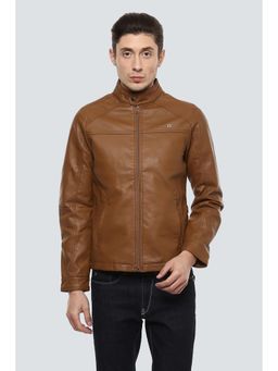 Louis Philippe - Brown Polyurethane Full Sleeves Jacket