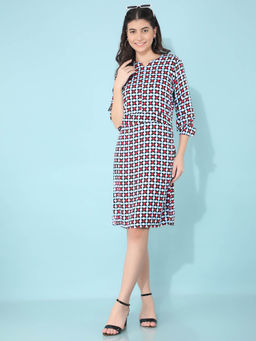 CRIMSOUNE CLUB - Womens Red Printed A-Line Dress