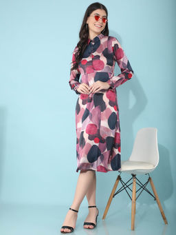 CRIMSOUNE CLUB - Womens Multi-Color Printed A-Line Dress