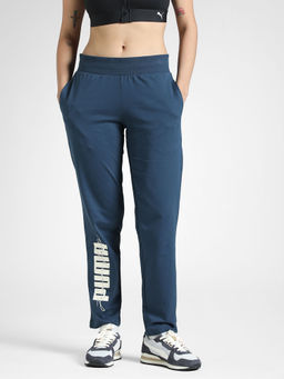 Puma - Women Knitted Graphic Blue Trackpant