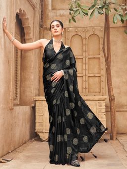 Tikhi Imli - Black Designer Ready To Wear Saree With Unstitched Blouse
