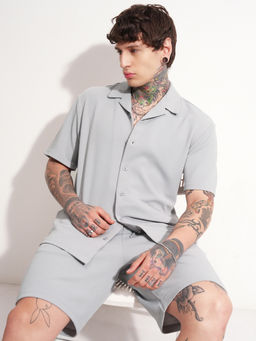 HIGHLANDER - Men Grey Textured Co-Ord (Set of 2)