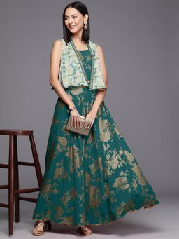Ahalyaa - Women's Traditional Wear Top and Skirt with Jacket (Set of 3)