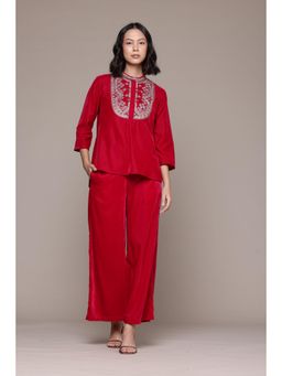 Aarke Ritu Kumar - Red Roobab Velvet Co-Ord (Set of 2)