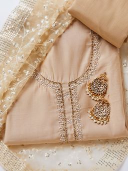SALWAR STUDIO - Embroidered Pure Silk Unstitched Dress Material (Set of 3)