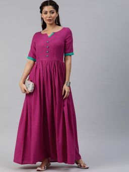 Vinya - Purple Solid Maxi Dress