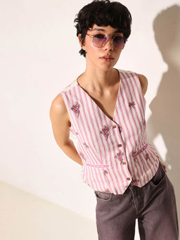 ONLY - Women'S Regular Fit Pink Waistcoat