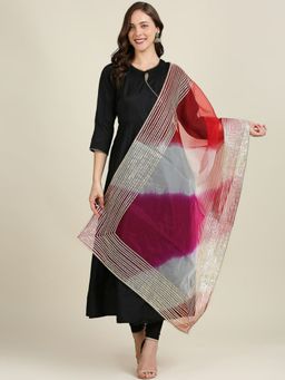 Dupatta Bazaar - Womens Multi-Color Organza Dupatta with Gota Work