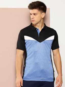 Club York - Black Colorblocked Activewear Polo T-Shirt