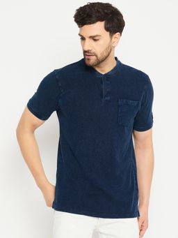 Club York - Indigo Henley Neck T-Shirt