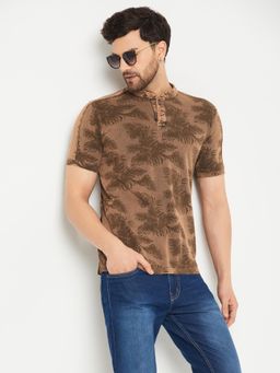Club York - Brown Henley Neck T-Shirt