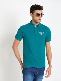 Club York - Teal Chest Print Polo T-Shirt