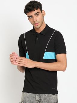 Club York - Black Colorblocked Polo T-Shirt