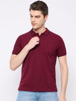 Club York - Maroon Checks Polo T-Shirt