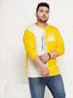 Club York - Yellow Round Neck Plus Size T-Shirt