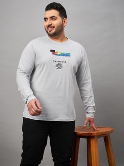 Club York - Light Grey Printed Plus Size T-Shirt