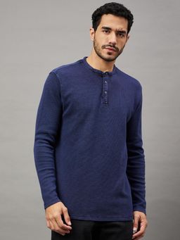Club York - Blue Henley Neck T-Shirt