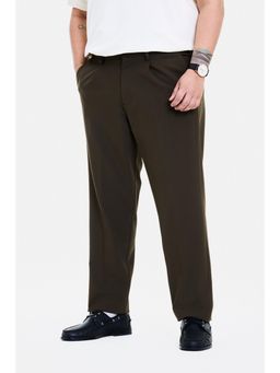Snitch - Khaki Textured Wide Casual Trouser for Men