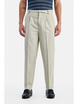 Snitch - Olive Textured Oversized Casual Trouser for Men