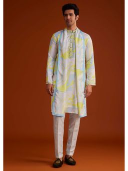 KALKI FASHION - Men Multi-Color Mirror Work Kurta with Pant and Dupatta (Set of 3)