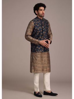 KALKI FASHION - Men Brown Printed Kurta with Pant and Nehru Jacket (Set of 3)