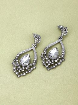 Carlton London - Women Rhodium Plated with Crystal Fancy Drop Earring