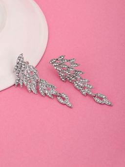 Carlton London - Women Rhodium Plated with Cz Contemporary Drop Earring