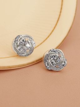 Carlton London - Women Rhodium Plated with Cz Fancy Stud Earring