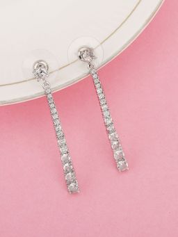 Carlton London - Women Rhodium Plated with Cz Fancy Drop Earring