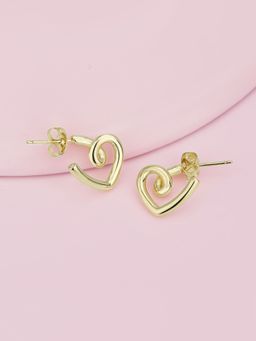 Carlton London - Women Gold Plated with Cz Heart Stud Earring