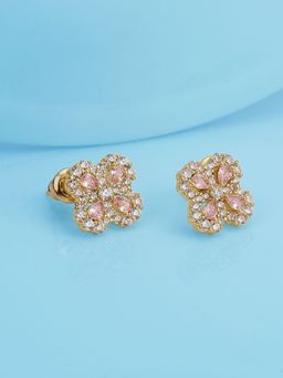 Carlton London - Women Gold Plated with Cz Floral Stud Earring