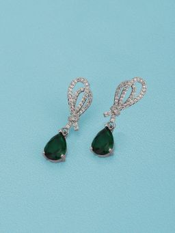 Carlton London - Women Rhodium Plated with Cz Drop Earring