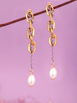Carlton London - Women Gold & Silver Plated with Pearl Fancy Drop Earring