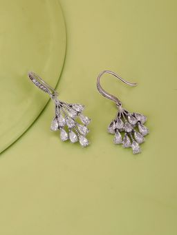 Carlton London - Women Rhodium Plated with Cz Stylish Drop Earring