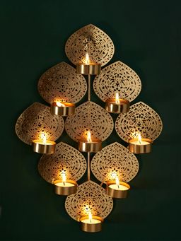 DecorTwist - 9 Leaf Tea Light Holder Wall Hanging