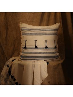 Vanchai - Off-White and Black Antique Organic Cotton Cushion Cover (20x20 inches)