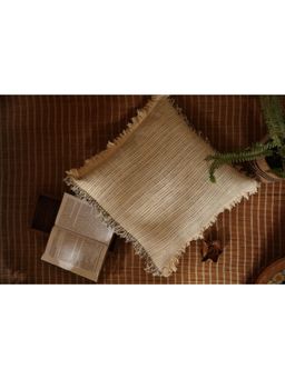 Vanchai - Stripped Organic Cotton Cushion Cover with Fringes (18x18 inches)