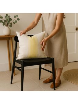 Vanchai - Striped Yellow Handspan Handwoven Cotton Cushion Cover (18x18 inches)