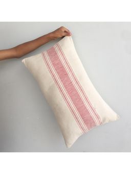 Vanchai - Rustis Red Handspan Handwoven Cotton Lumbar Cushion Cover (14x24 inches)
