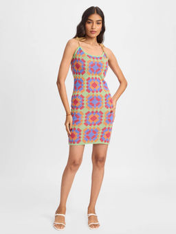 The Souled Store - Olive Self Design Mini Dress