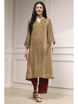 Biba - Women Green Viscose Rayon Straight Printed Kurta
