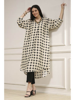 Biba - Women White Viscose A-Line Printed Kurta with Inner