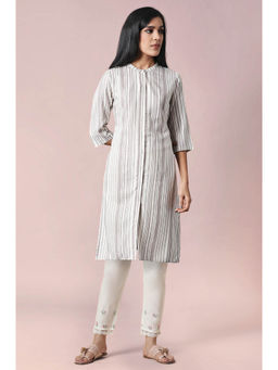 W - Striped Printed Rayon Straight Kurta & Pant