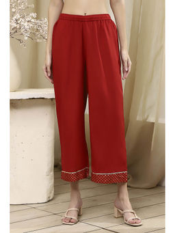Biba - Women Red Dyed Straight Palazzo