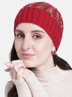 Magic Needles - Handmade Knitted Self-Design Beanie Red