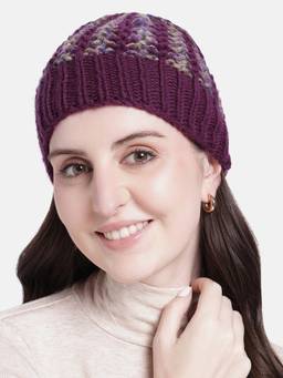 Magic Needles - Handmade Knitted Self-Design Beanie Purple