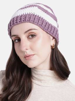Magic Needles - Handmade Crochet Zig Zag Beanie Purple