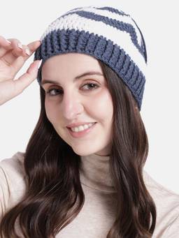 Magic Needles - Handmade Crochet Zig Zag Beanie Blue