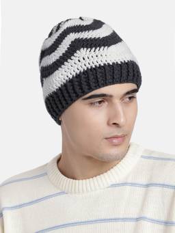 Magic Needles - Handmade Crochet Zig Zag Beanie Grey